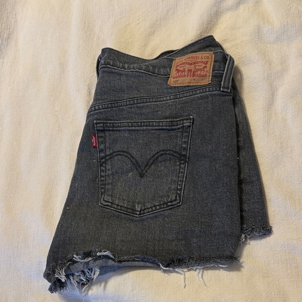 Levi's Womens 501 Dark Gray Black Wash Denim Shorts